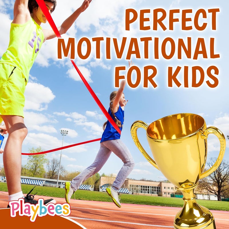 Playbees Fun Gold Plastic Trophies - 12 Pack - 7 Inch - Award Trophy Cup Set for Superstar Kids - Champion Celebrations, Sports Galore, and Victory Vibes - Desktop Toy - Image 5